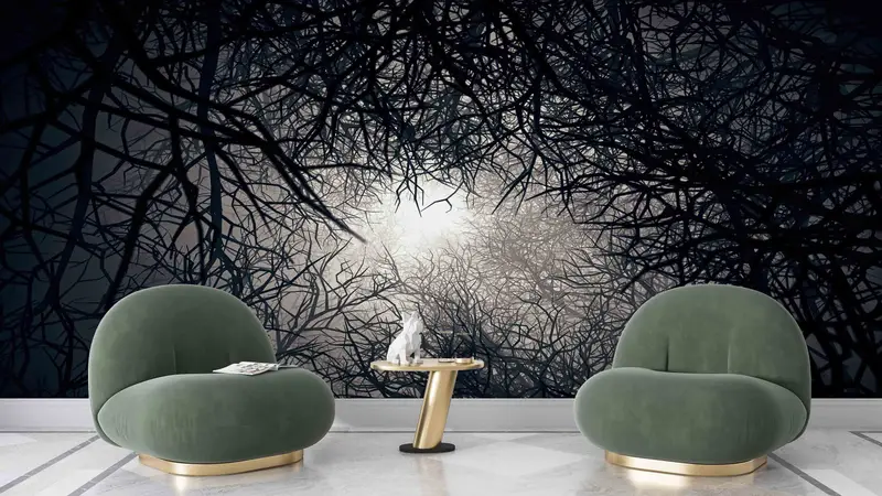 Wall Art, Night Landscape Wallpaper, Wallpaper By The Yard, View Wallpaper, Layered Paper Art, Moonlight Wall Mural, - 4
