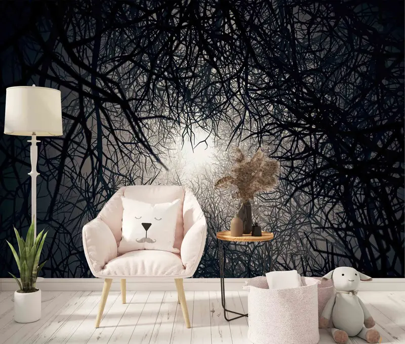 Wall Art, Night Landscape Wallpaper, Wallpaper By The Yard, View Wallpaper, Layered Paper Art, Moonlight Wall Mural, - 8