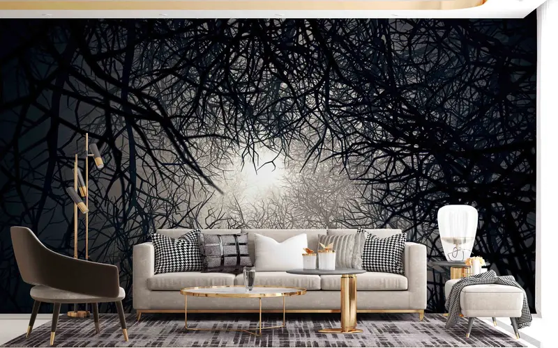Wall Art, Night Landscape Wallpaper, Wallpaper By The Yard, View Wallpaper, Layered Paper Art, Moonlight Wall Mural, - 9