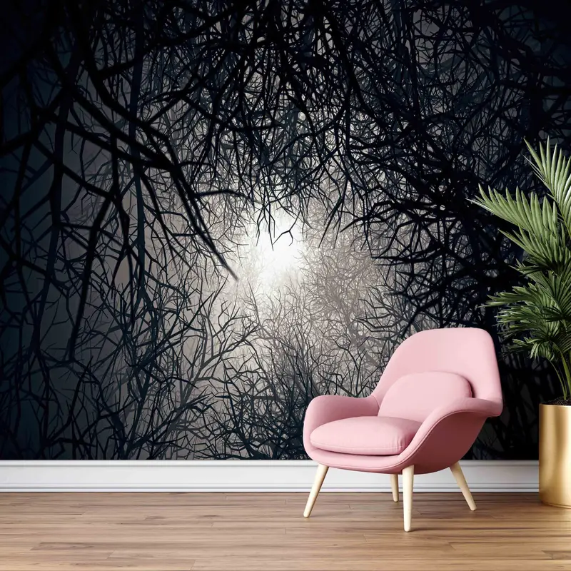 Wall Art, Night Landscape Wallpaper, Wallpaper By The Yard, View Wallpaper, Layered Paper Art, Moonlight Wall Mural, - 2