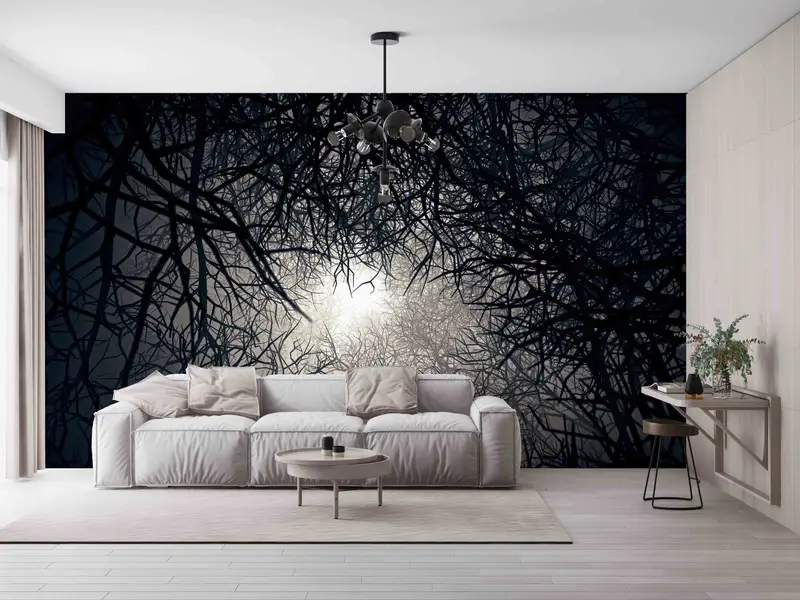 Wall Art, Night Landscape Wallpaper, Wallpaper By The Yard, View Wallpaper, Layered Paper Art, Moonlight Wall Mural, - 3