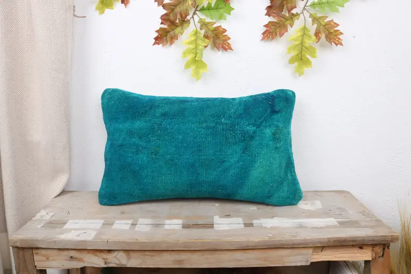 12x20 Green Cushion, Cushion Case, Pillow for Couch, Pet Cushion Case, Vintage Pillow, Square Throw Cushion Case, Vintage Kilim Pillow - 1
