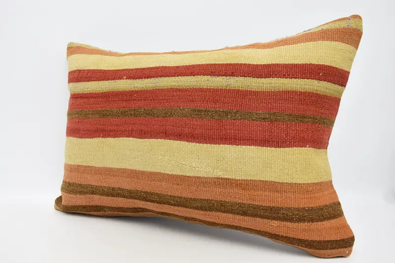 Vintage Kilim Throw Pillow, Kilim Pillow Cover, Pillow, Ethnic Cushion, Antique Pillows, 16x24 Beige Pillow Cover - 4