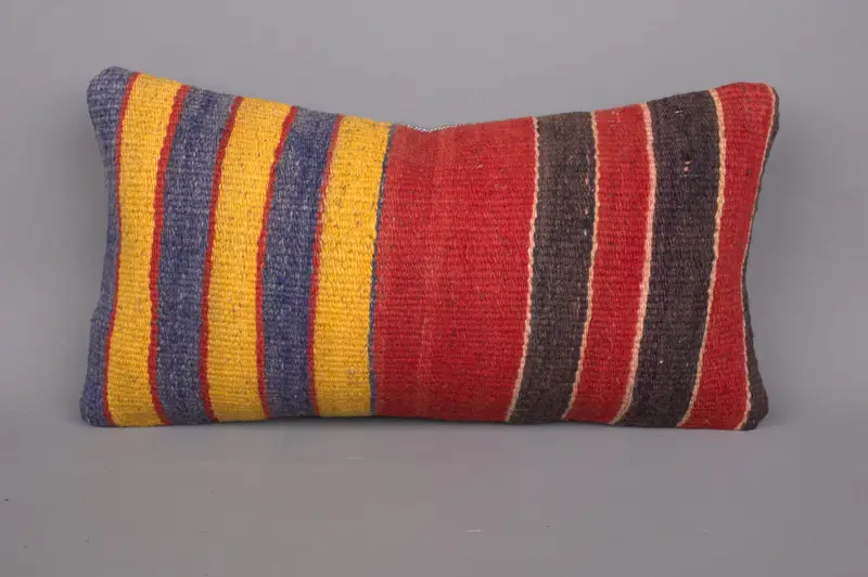 Handmade Kilim Cushion, Handmade Throw Cushion Cover, Cushion, 8x16 Red Cushion Case, Antique Pillows, Muted Pillow Cover, Turkish Pillow - 4