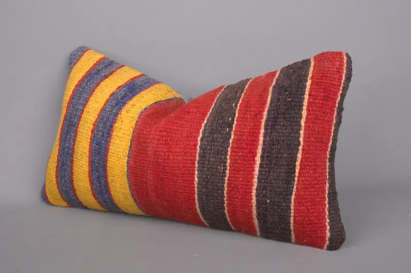 Handmade Kilim Cushion, Handmade Throw Cushion Cover, Cushion, 8x16 Red Cushion Case, Antique Pillows, Muted Pillow Cover, Turkish Pillow - 3