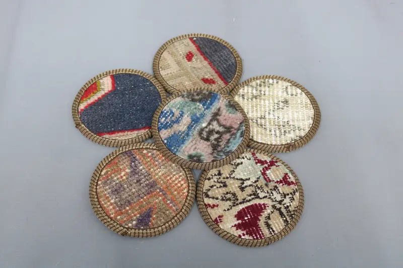 ブロンズキリムコースター、手織りトルコウールパッド