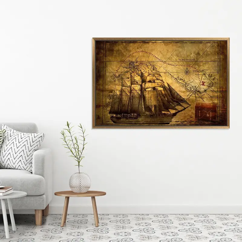 Piraten-Schatzkarte auf Leinwand: Vintage-Kunstdruck mit nautischen Abenteuern