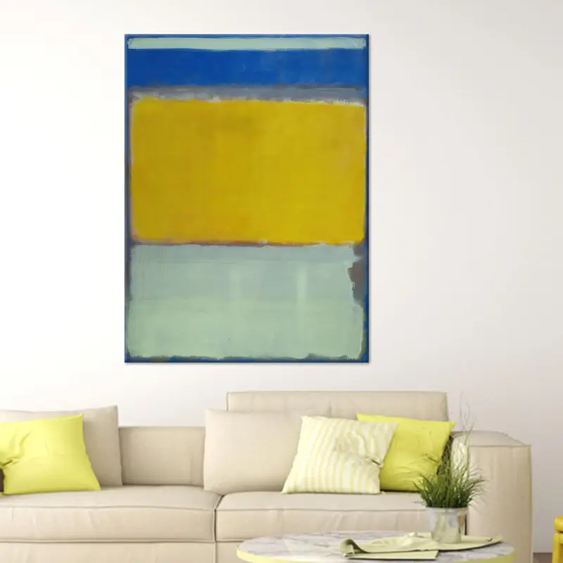 モダン表現主義キャンバス: ブルー & イエロー ミニマル アート プリント