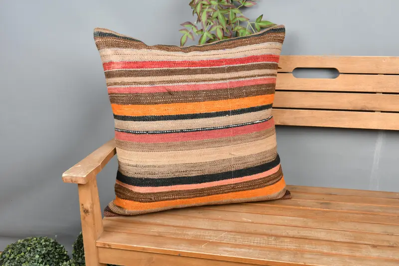 Almohada de regalo, caja de almohada azteca, caja de almohada de automóvil, almohada, almohada para sofá, almohada de lanzamiento de diseñador, caja de almohada de naranja 24x24, almohadas antiguas - 1