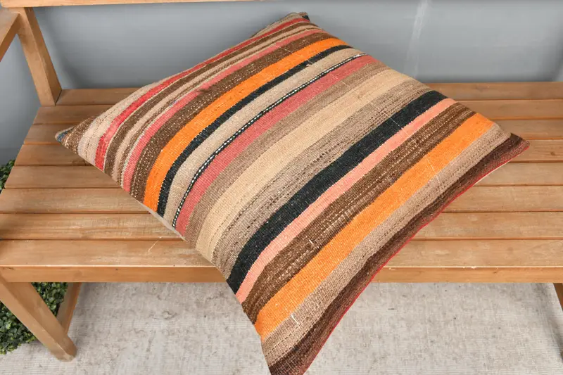 Almohada de regalo, caja de almohada azteca, caja de almohada de automóvil, almohada, almohada para sofá, almohada de lanzamiento de diseñador, caja de almohada de naranja 24x24, almohadas antiguas - 2
