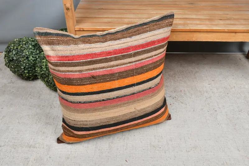 Almohada de regalo, caja de almohada azteca, caja de almohada de automóvil, almohada, almohada para sofá, almohada de lanzamiento de diseñador, caja de almohada de naranja 24x24, almohadas antiguas - 7