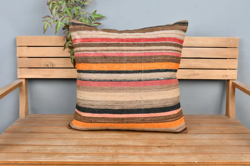 Almohada de regalo, caja de almohada azteca, caja de almohada de automóvil, almohada, almohada para sofá, almohada de lanzamiento de diseñador, caja de almohada de naranja 24x24, almohadas antiguas - 6