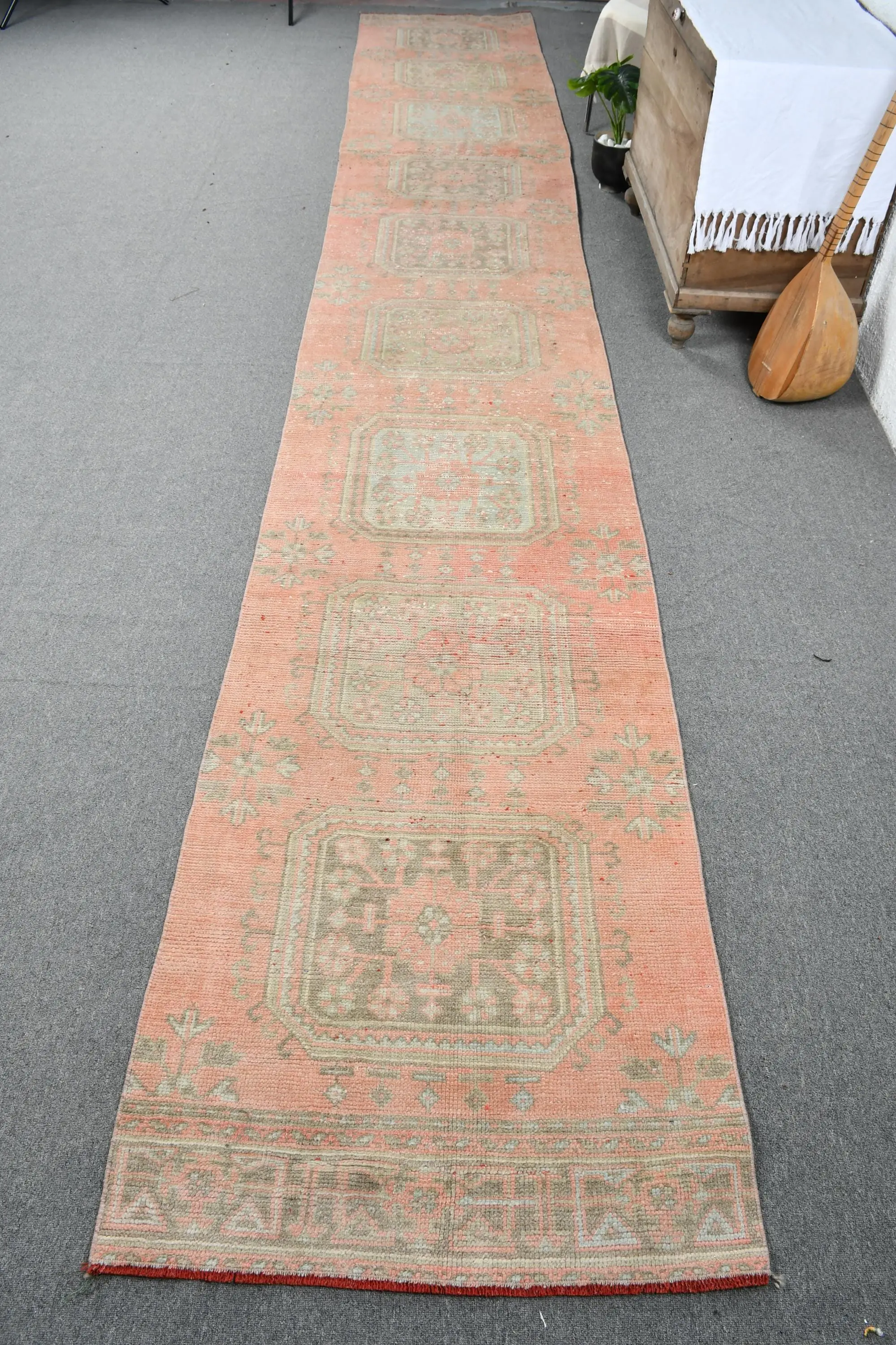 Turkish Vintage Rug 2.8x1.5 ft, Red Animal Print Wool Rug - 1