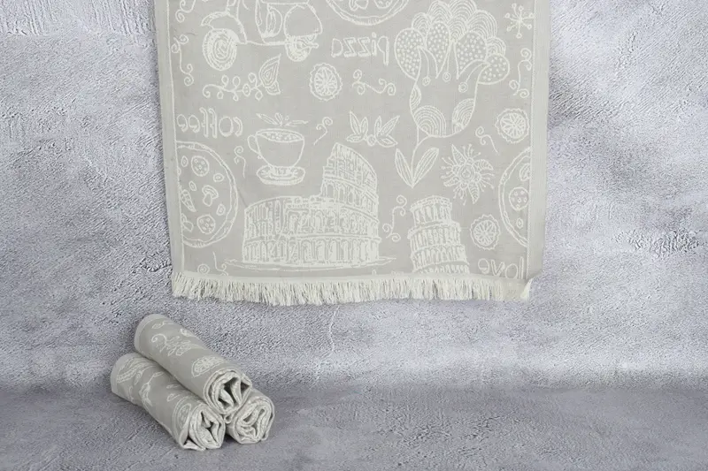 28x20 Cotton Italian Symbols Design Towel, Monogram Kitchen Towel, Personalized Gifts, Unique Gift, Wedding Gift Kitchen Towel, Turkish Hand Towel - 1