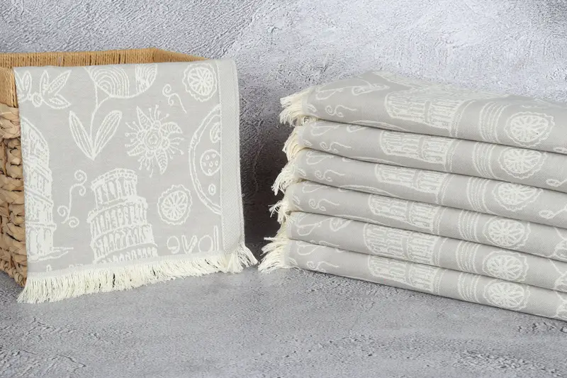 28x20 Cotton Italian Symbols Design Towel, Monogram Kitchen Towel, Personalized Gifts, Unique Gift, Wedding Gift Kitchen Towel, Turkish Hand Towel - 4