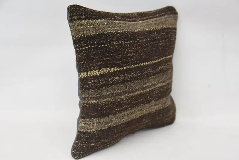 14x14 Brown Cushion, Pillow Sham, Meditation Pillow, Pillow for Sofa, Kilim Pillow Cover, Home Decor Pillow, Accent Throw Cushion - 2
