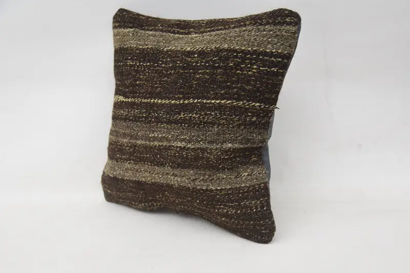 14x14 Brown Cushion, Pillow Sham, Meditation Pillow, Pillow for Sofa, Kilim Pillow Cover, Home Decor Pillow, Accent Throw Cushion - 3