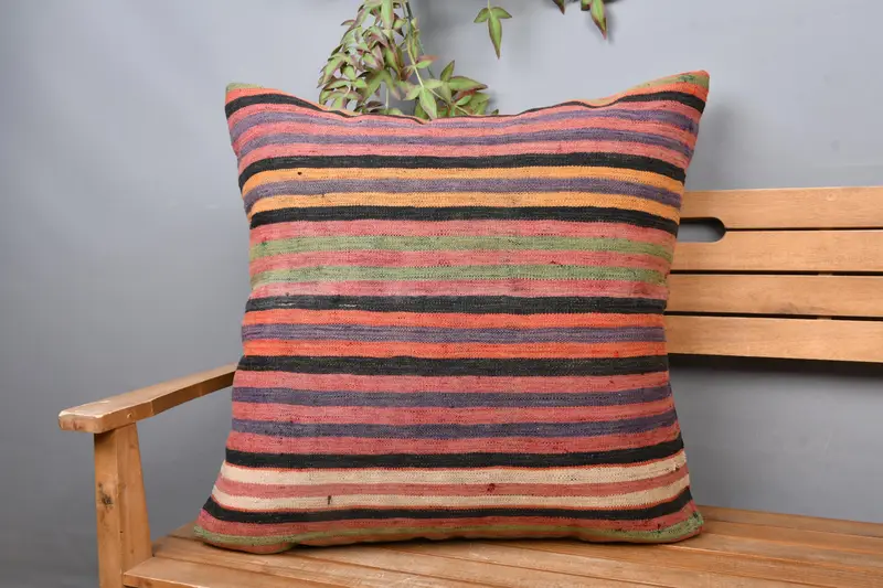 Almohada de tiro rosa y bronce bordada, cojín vintage hecho a mano