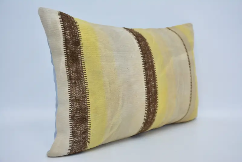 Gift Pillow, 16x24 Yellow Pillow Case, Pillow for Sofa, Comfy Throw Pillow Case, Turkish Kilim Pillow, Kilim Rug Cushion Cover, Cushion Cover - 3
