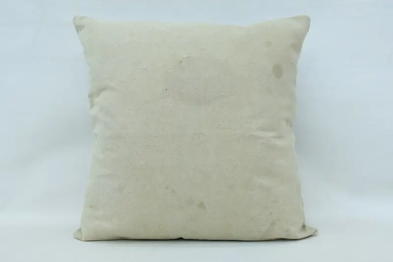 Turkish Antique Cushion Case, White 28x28 inch Cushion Cover, Living Room Plaid Pillowcase - 1