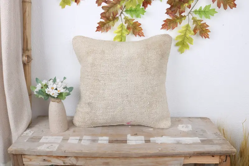 Vintage Kilim Pillow, Gift Pillow, Cushion Case, 16x16 White Pillow Case, Farmhouse Cushion Cover, Custom Cushion Case, Antique Pillows - 1