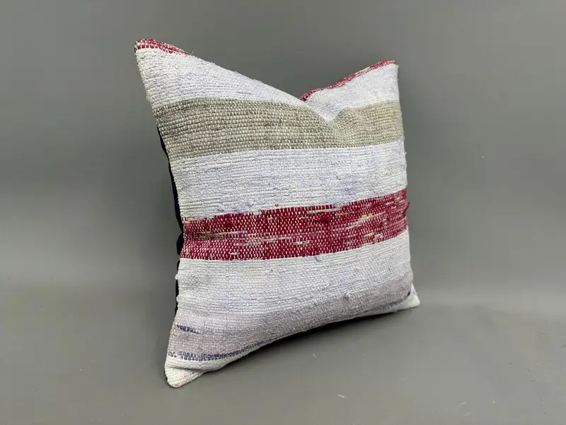 Ethnical Kilim Rug Pillow, Vintage Kilim Throw Pillow, Kilim Cushion Sham, Pillow Case, Turkish Bench Pillow Case, 18x18 Purple Cushion Cover - 2