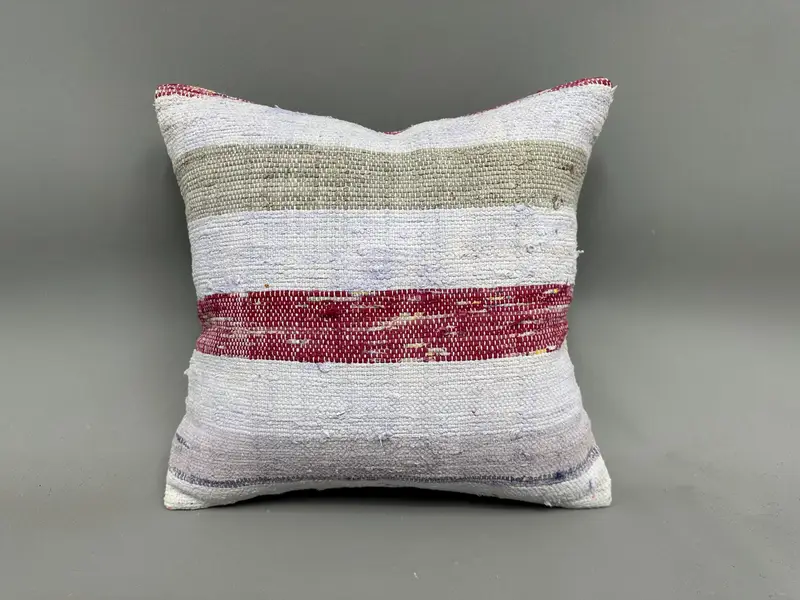 Ethnical Kilim Rug Pillow, Vintage Kilim Throw Pillow, Kilim Cushion Sham, Pillow Case, Turkish Bench Pillow Case, 18x18 Purple Cushion Cover - 4