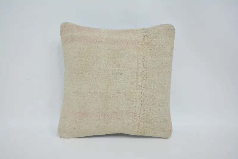 Cushion Cover, Handmade Kilim Cushion, Garden Pillow Cover, 14x14 Beige Cushion, Vintage Kilim Throw Pillow, Vintage Pillow - 1