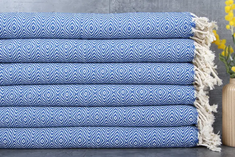 Turkish Hand Towel Diamond Sax Blue Kitchen Towel, 18x36 Inches