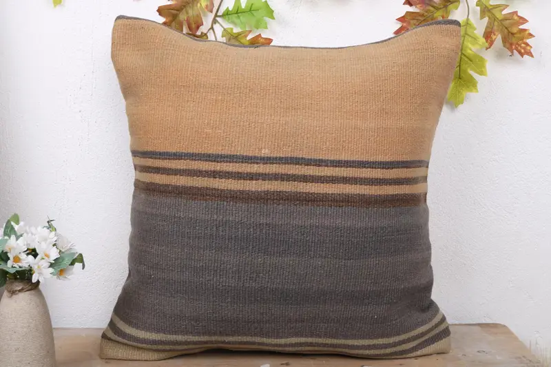 Ethnic Throw Cushion, Vintage Kilim Throw Pillow, Rustic Cushion, 20x20 Orange Cushion Cover, Pillow Case, Vintage Kilim Pillow, Pillow for Couch - 2