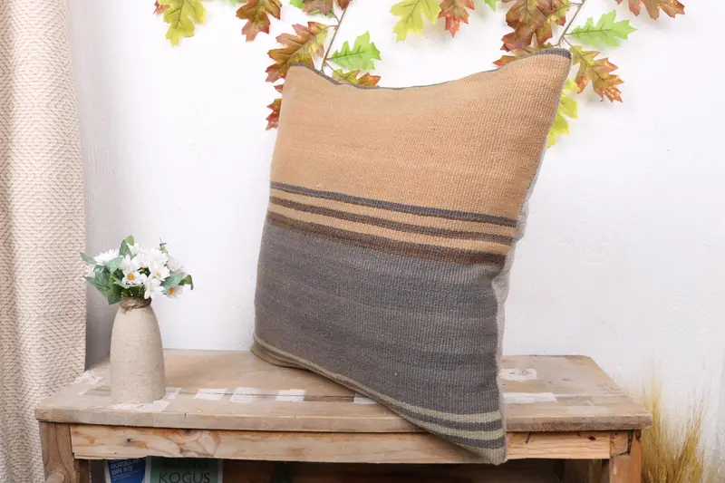 Ethnic Throw Cushion, Vintage Kilim Throw Pillow, Rustic Cushion, 20x20 Orange Cushion Cover, Pillow Case, Vintage Kilim Pillow, Pillow for Couch - 4