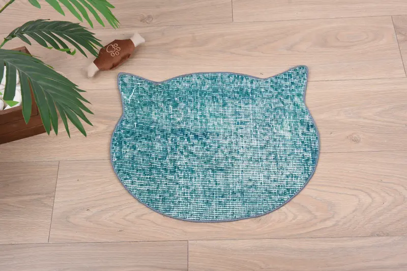 Mantel individual bohemio redondo de lana, diseño tradicional verde y verde