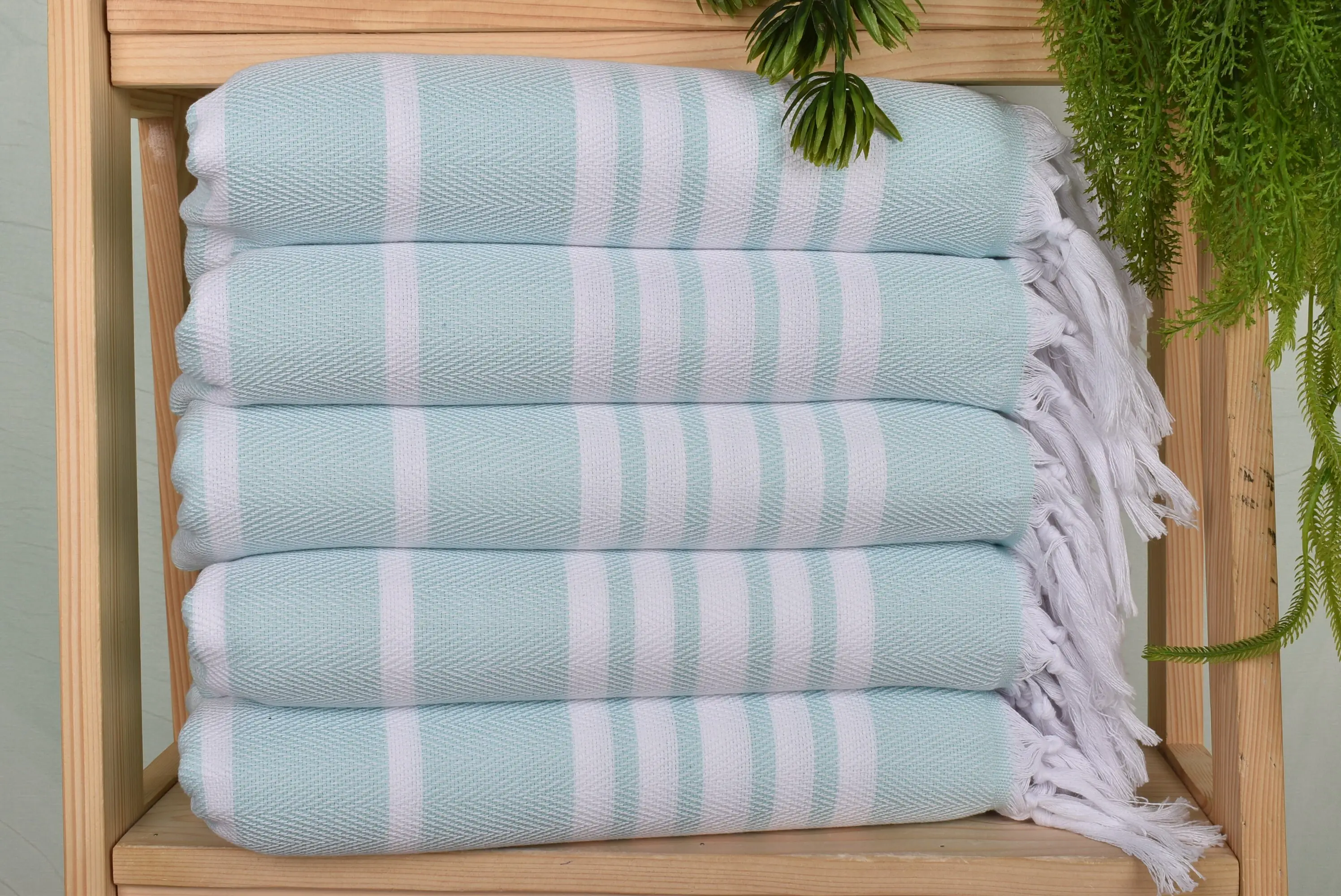 Personalized Dish Towel Mint Cotton Zig Zag, 40x20 Inches - 1