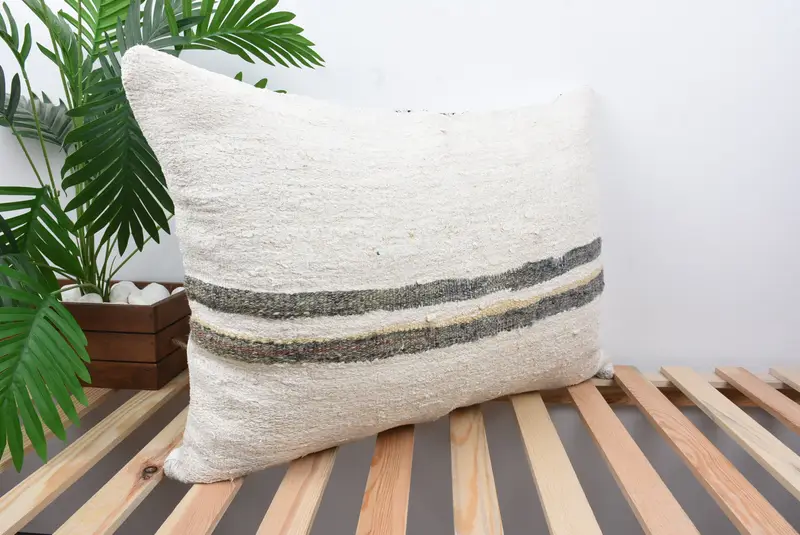 Home Decor Pillow, 20x28 White Pillow Case, Ethnical Kilim Rug Pillow, Pillow Case, Turkish Pillow, Kilim Rug Pillow Sham - 4