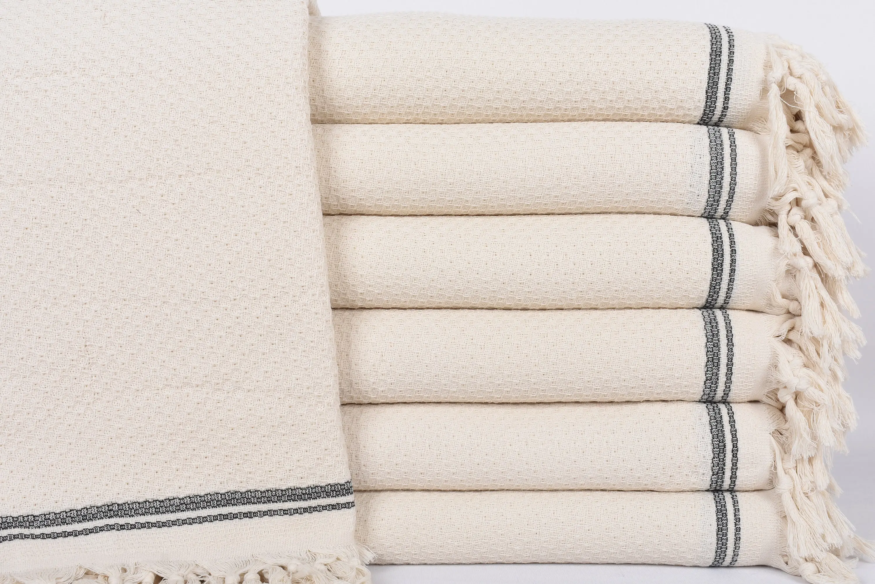 Bride Gift, 93x91 Black Striped Throw, Woven Throw Blanket - 1