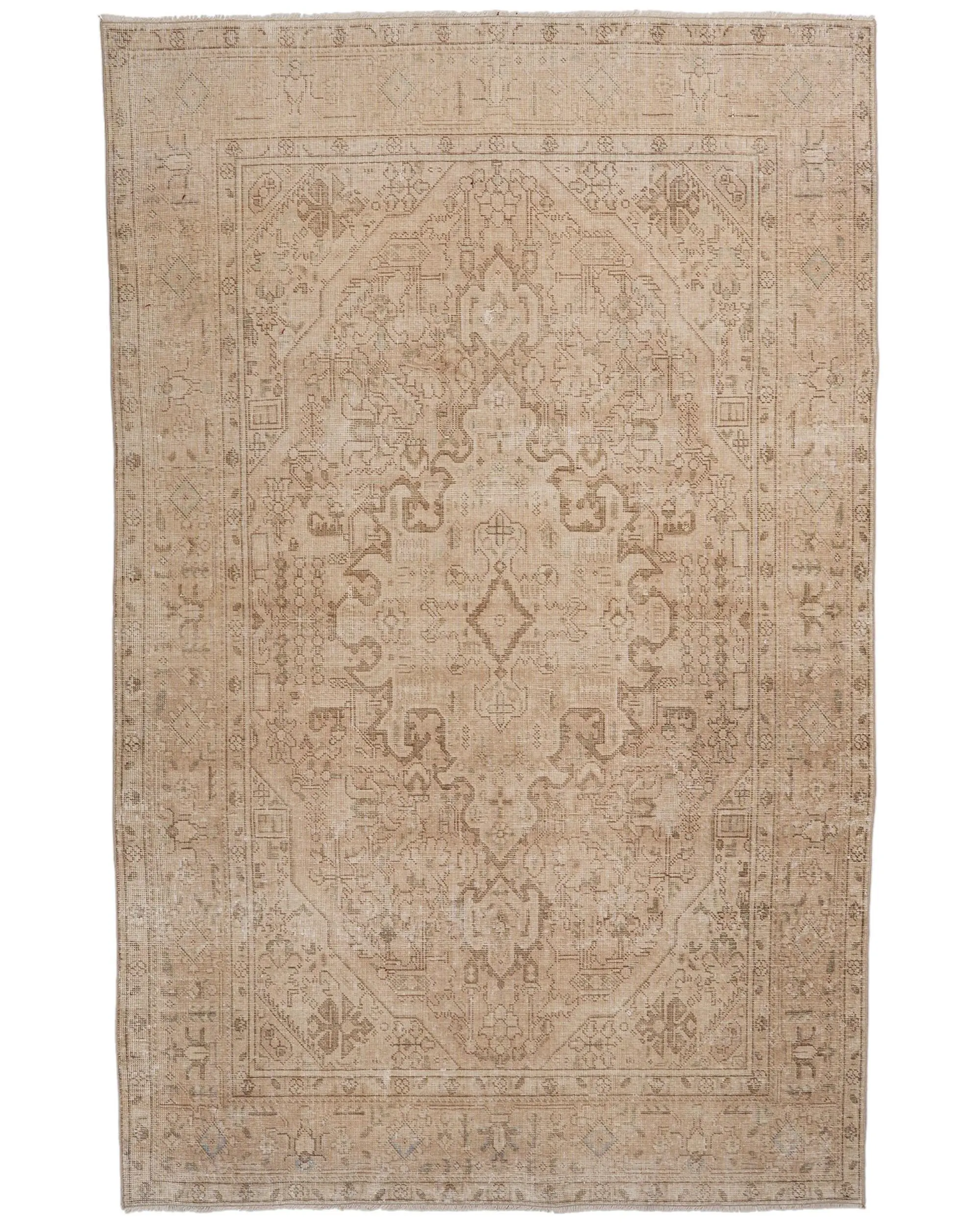 Vintage Türk Halısı 6.1x9.3 ft (185x283 cm), Kahverengi Yün Halı - 1