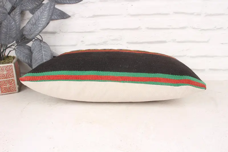 Handmade Kilim Cushion, Kilim Pillow Cover, Pillow Sham, Decorative Bolster Cushion Case, Turkish Kilim Pillow, 12x20 Brown Pillow Cover - 5