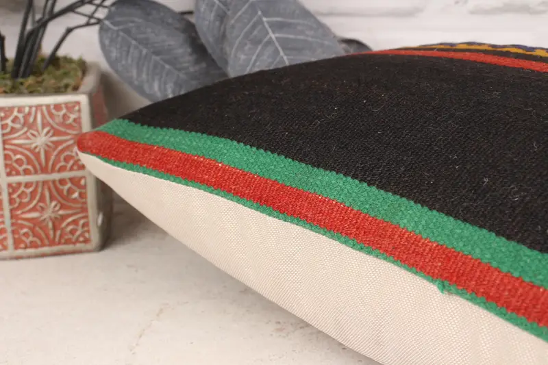 Handmade Kilim Cushion, Kilim Pillow Cover, Pillow Sham, Decorative Bolster Cushion Case, Turkish Kilim Pillow, 12x20 Brown Pillow Cover - 7