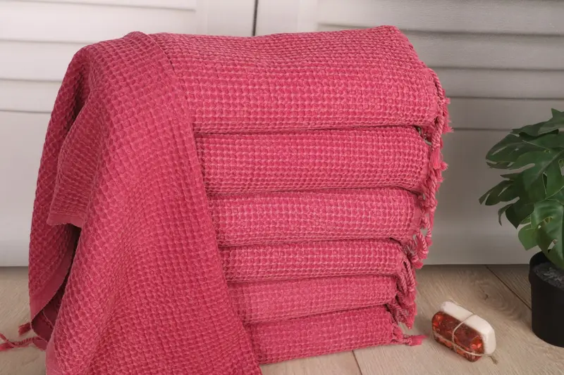 Personalized Waffle Dish Towel Fuchsia Cotton 20x40 Inches