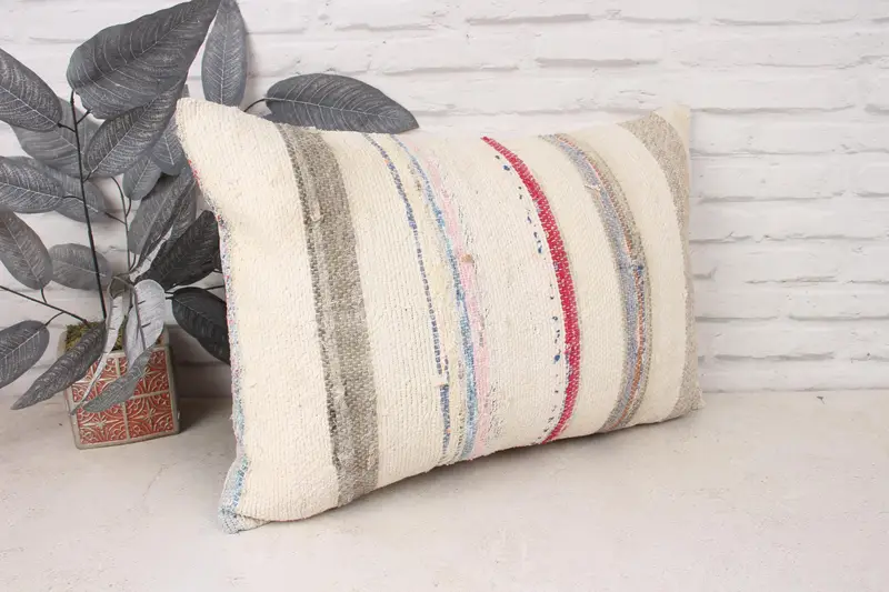 16x24 White Pillow Case, Sofa Bolster Cushion Case, Pillow for Couch, Vintage Kilim Throw Pillow, Cushion Case, Kilim Pillow Cover - 3