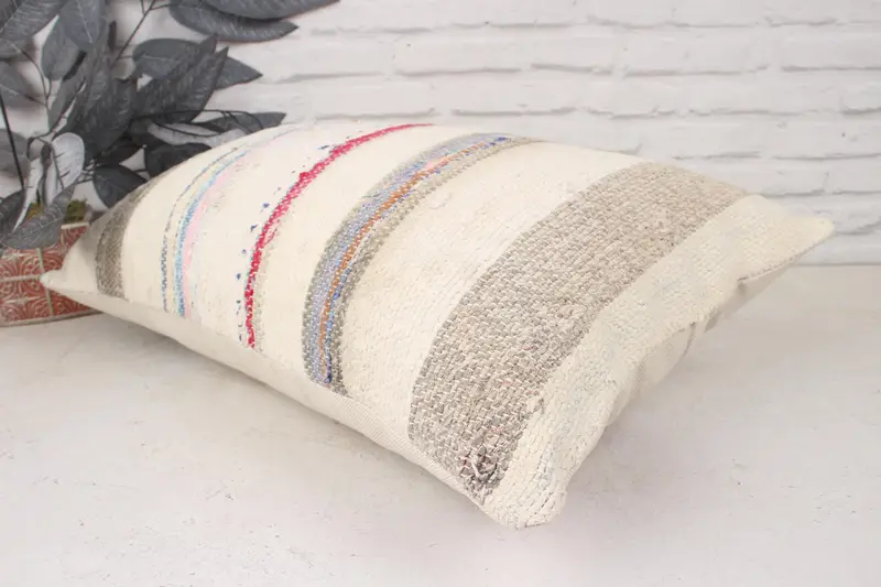 16x24 White Pillow Case, Sofa Bolster Cushion Case, Pillow for Couch, Vintage Kilim Throw Pillow, Cushion Case, Kilim Pillow Cover - 6