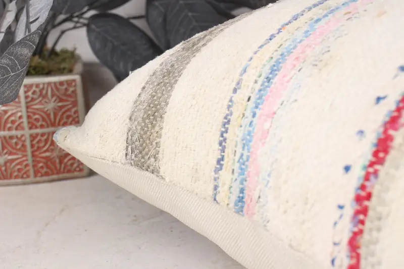 16x24 White Pillow Case, Sofa Bolster Cushion Case, Pillow for Couch, Vintage Kilim Throw Pillow, Cushion Case, Kilim Pillow Cover - 7