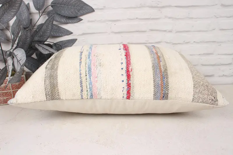 16x24 White Pillow Case, Sofa Bolster Cushion Case, Pillow for Couch, Vintage Kilim Throw Pillow, Cushion Case, Kilim Pillow Cover - 5