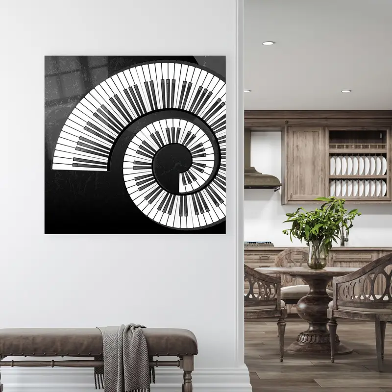 エレガントな白黒プリントガラス - トレンディで豪華なデザイン