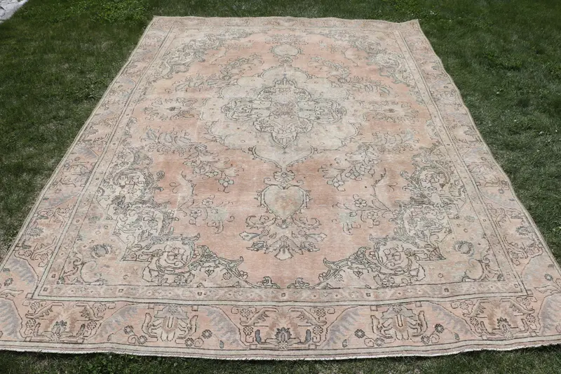 Vibrant Orange Rug, 9.2x12.5 ft Polka Dot Design