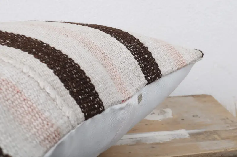 Pillow Cover, Antique Pillows, Ethnical Kilim Rug Pillow, Vintage Kilim Pillow, Toss Pillow Cover, 18x18 Beige Cushion Cover, Turkish Corner Cushion - 6