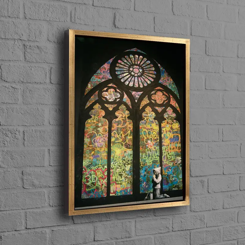 エレガントなキャンバス プリント: バンスキー ボーイ グラフィティ アート