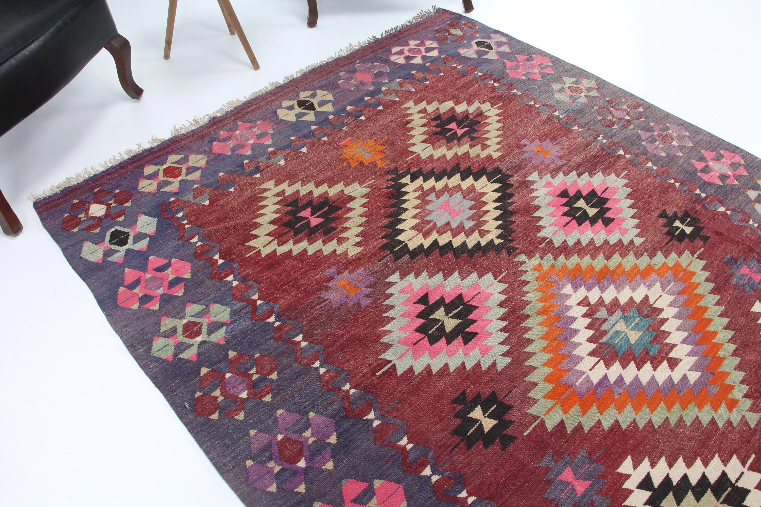 Vintage 5,9x9,2 ft Teppich, türkischer Teppich, roter Patchwork-Teppich aus Wolle - 1