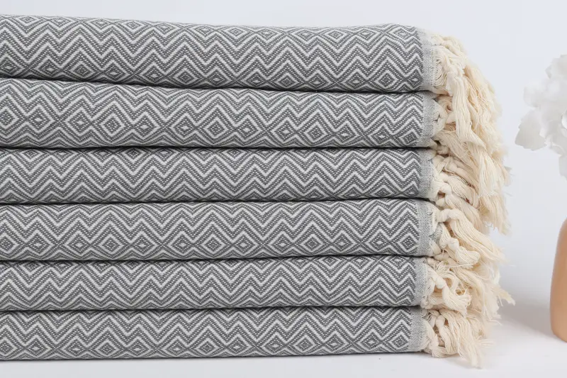 Quick-Dry Beach Towel, Summer Gift, Bridal Shower Gifts, Eco-friendly Turkish peshtemal towel, Personalized Gift, 70x38 Cotton Diamond Towel - 3