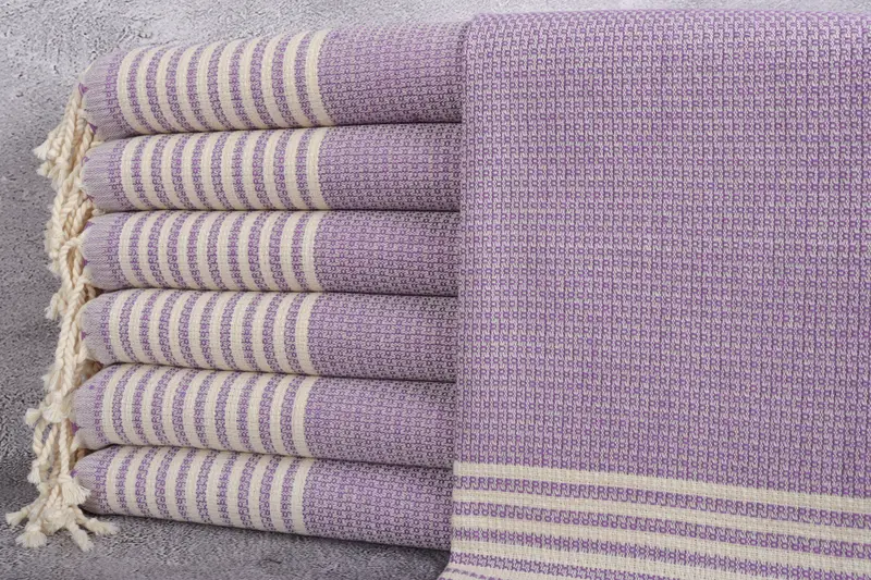 Wedding Gift Striped Purple Washcloth, Beige, 22x44 Inches